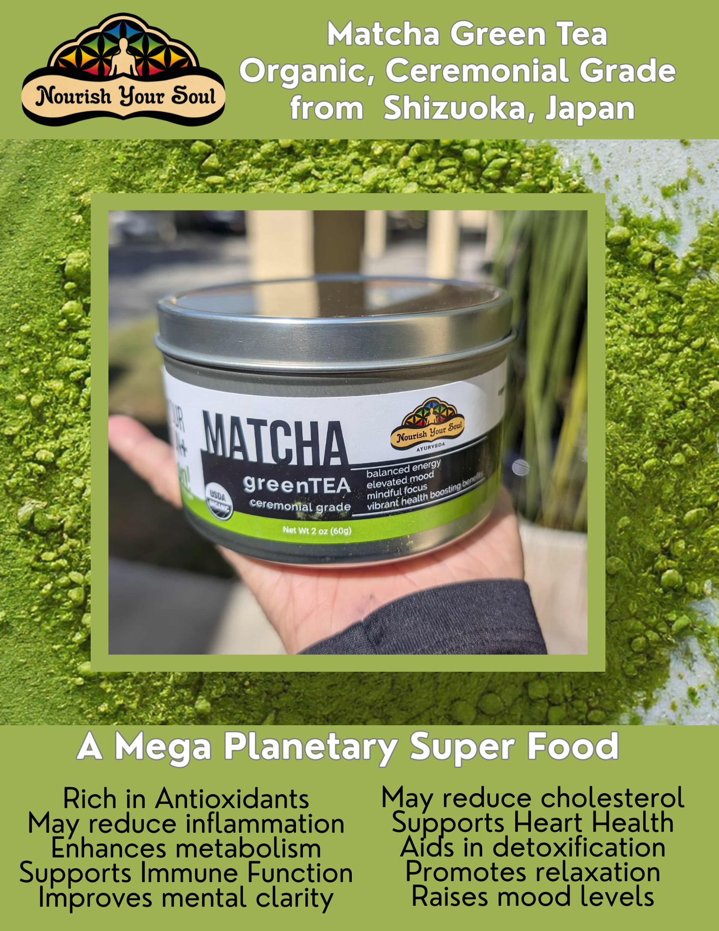 Pure Organic Ceremonial Grade Green Matcha Tea